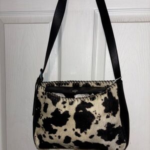 Stylish Black and White Cow Print Shoulder Bag